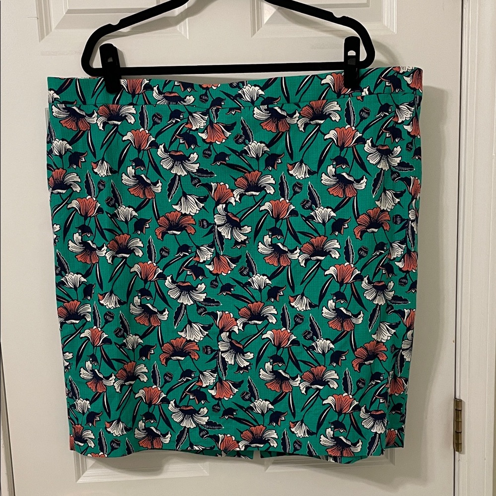 J. Crew Floral Pencil Skirt in Teal and Melon 22 - Picture 2 of 4